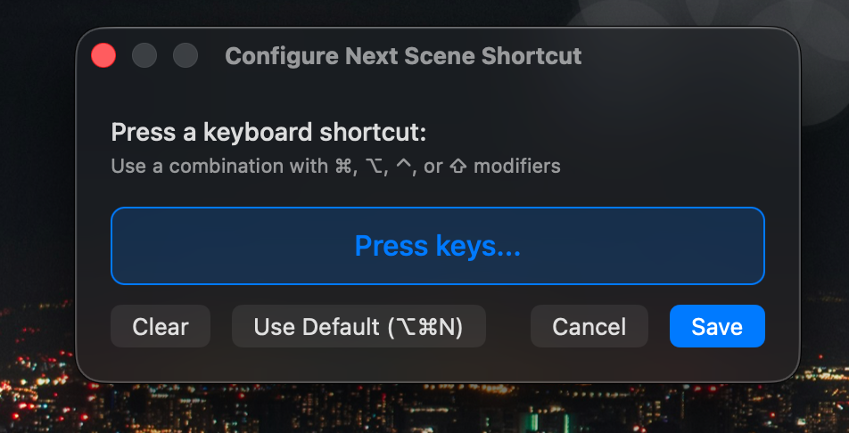 Hotkey configuration